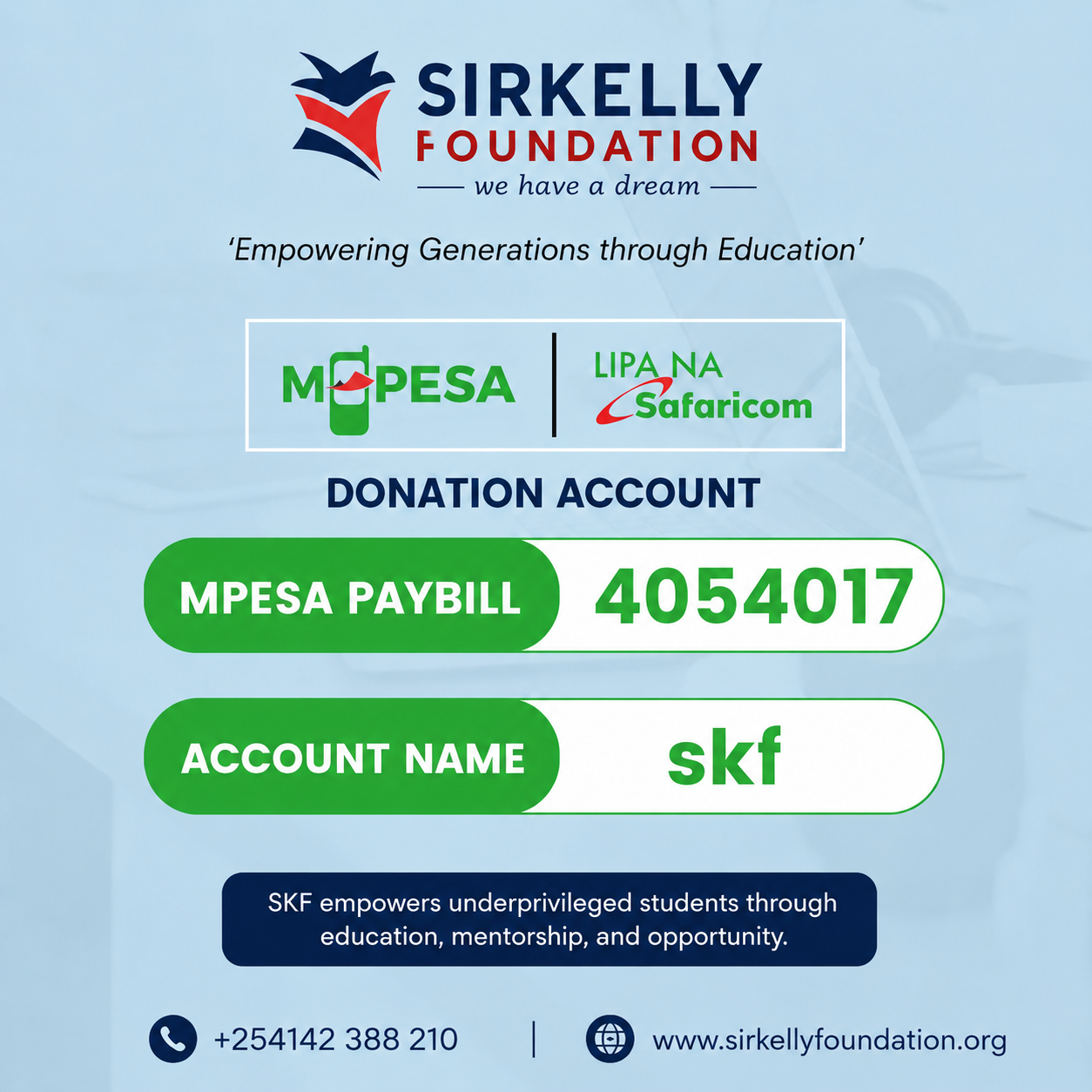 Sirkelly Foundation Donation Details